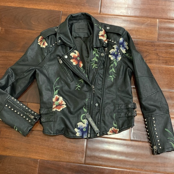 BlankNYC floral embroidered leather jacket NWT - Picture 5 of 8